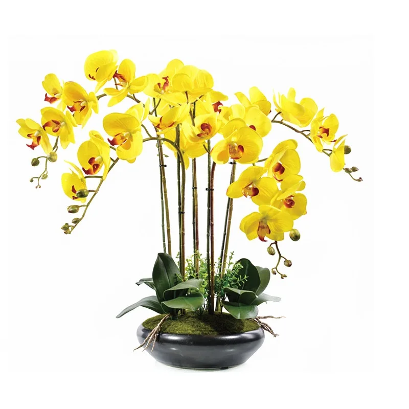 100 шт, 90 см, Орхидея фаленопсис, шелк, настоящее прикосновение, искусственный цветок, свадебный цветок, Цветочный, для рождественской вечеринки