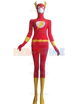

The Flash Costume Red Spandex Superhero Flash Zentai Suit Hot Sale Halloween Cosplay Fullbody Suits free shipping