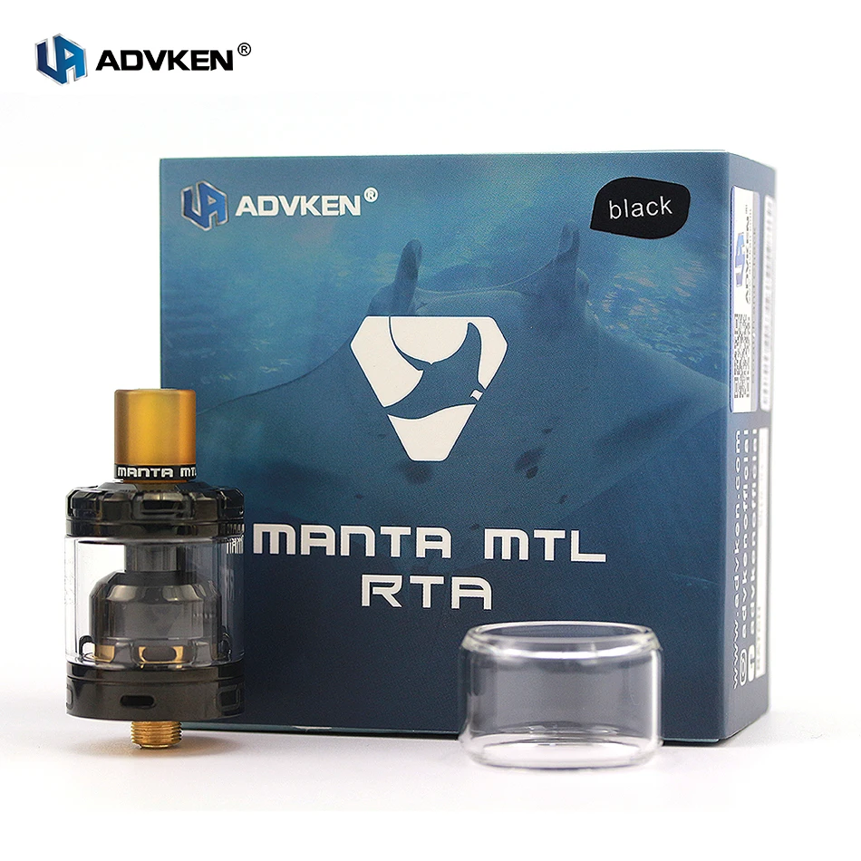 

Original Advken MANTA mtl rta atomizer Single Coil 24mm Diameter Atomizer 510 Drip Tip for Box Mod 3ml Vape Tank vs manta rta