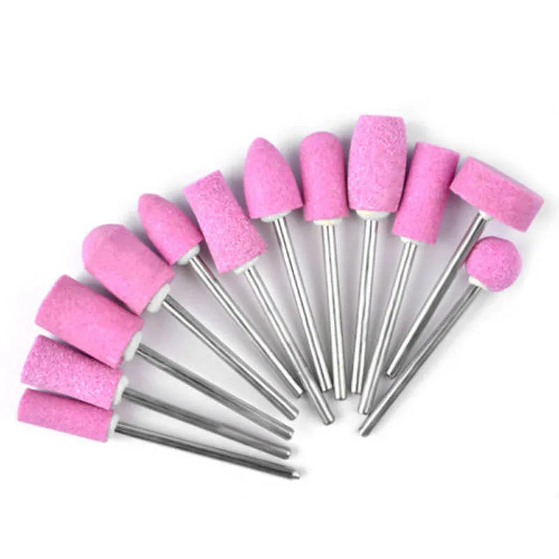 12PCs Ceramic Stone Nail Drill Bits Rotary Burr Cuticle Clean Art Polishing Grinding Head Tool Electric Manicure Files | Красота и