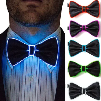 

New Design Party Decorative Luminous Bow Tie Flashing Glowing EL Wire LED Bow Tie Lighting Gift Festival Party Supplies