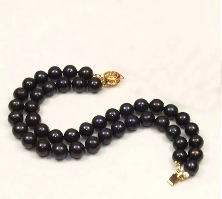

NEW 2 ROW 10-11MM JAPANESE AKOYA BLACK PEARL BRACELET 14KGP SOLID GOLD MARKED