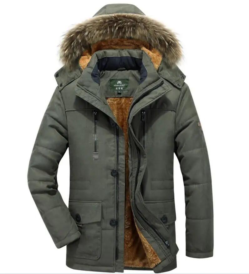 PEILOW, шерстяная зимняя мужская куртка, большой размер, M-6XL, 7XL, теплая утолщенная парка, мужские пальто с меховым капюшоном, мужская куртка, пальто, верхняя одежда, парки - Цвет: military