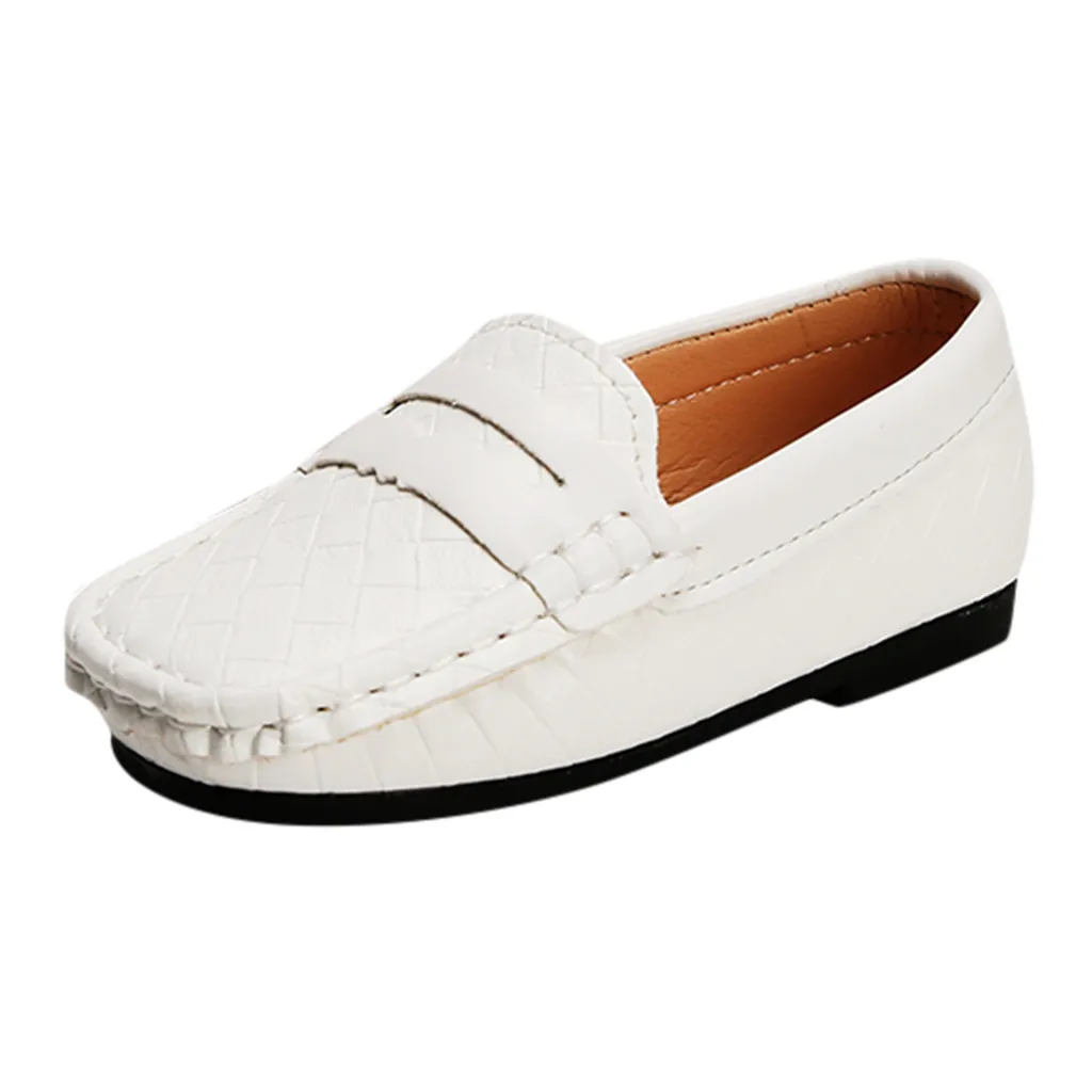 Children Boys Girls Bohemian Casual Lofer Flat Kids Slip On Shoes Sandalia Infantil Leather Shoes Toddler Flats Kids Shoes - Цвет: White