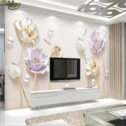 Beibehang тисненая элегантность Простые Ювелирные изделия трехмерный тюльпан фоне стены на заказ обои Большая фреска настенные наклейки