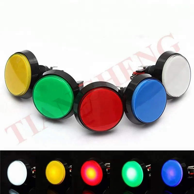 Free shipping 5pcs/lot 60mm flat Big Round illuminated Arcade Video Game Player Push Button with LED Light and microswitch