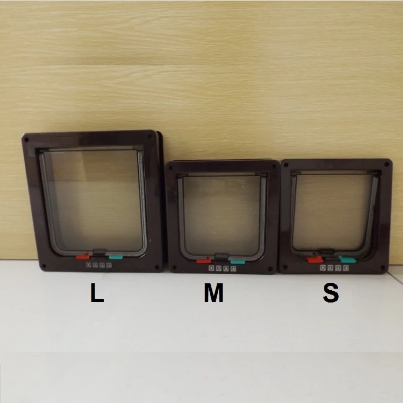4Way-Pet-Cat-Puppy-Dog-Supplies-Lock-Frame-Safe-Security-Flap-Door-Gate-Brown-Size-S_8_800x800