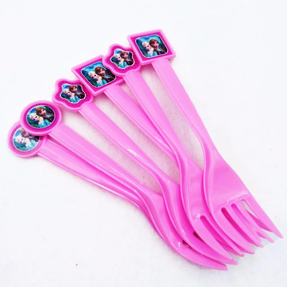 

10pcs/set Frozen Elsa And Anna plastic forks party supplies kids birthday forks birthday fiestas infantiles decoration