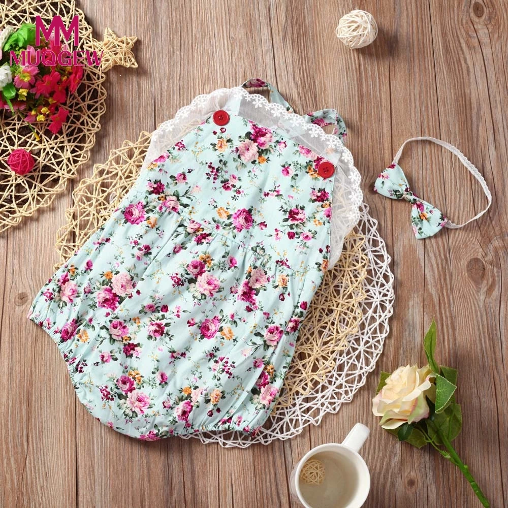 Toddler Baby Girls Floral Romper Halter Jumpsuit Playsuit Outfits Clothes Set baby fashion clothing set teenage girls clothing