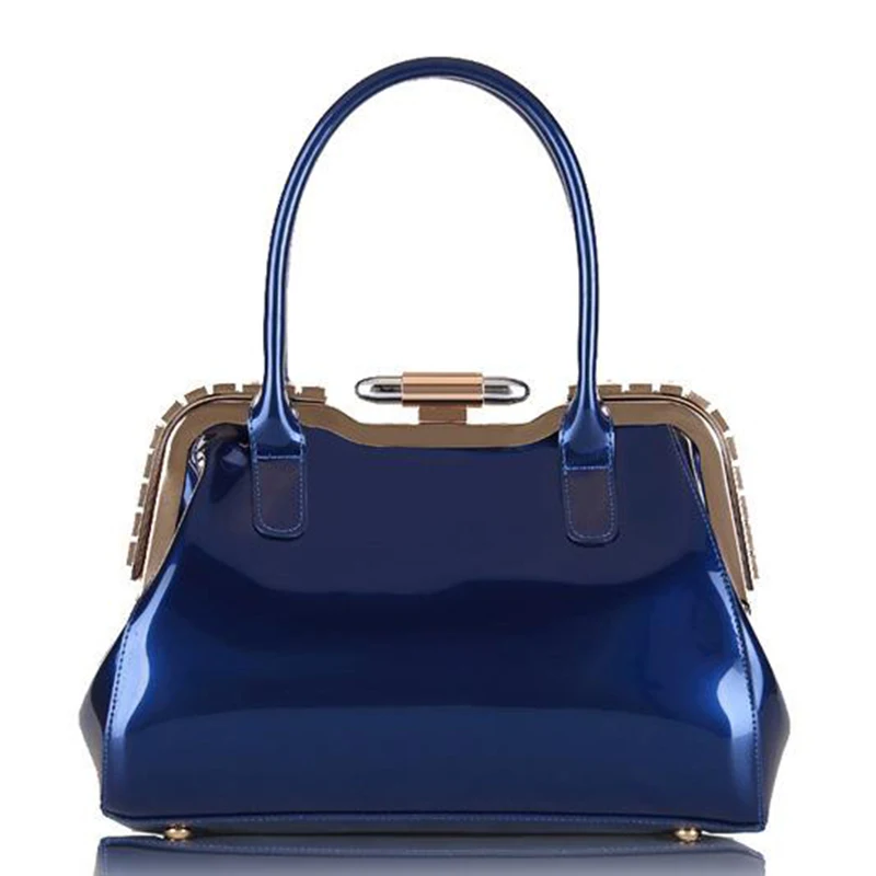 Bolso de lujo de charol para mujer, bolsa elegante charol, color azul - AliExpress Maletas y bolsas