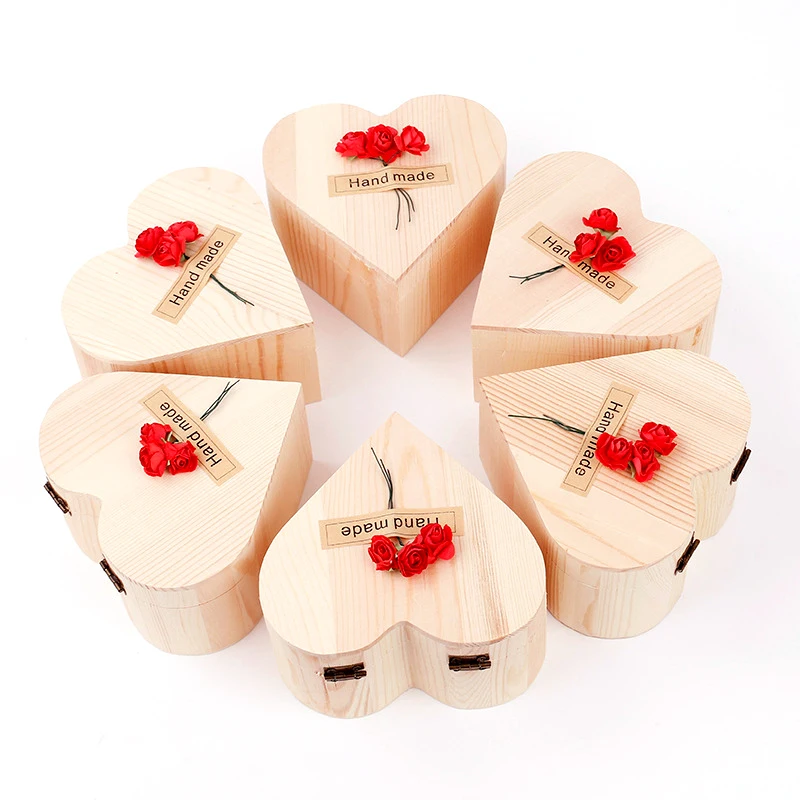 

1Set 140g Rainbow Multi-colored Color Rose Flower Petal Soap Wooden Heart Shape Box Party Valentine's Day Gift Skin Bleach TSLM1