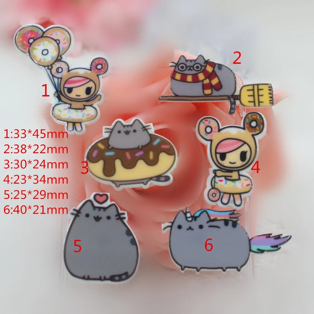 

50pcs/lot DIY resin cabochons accessories planar resin donuts cat