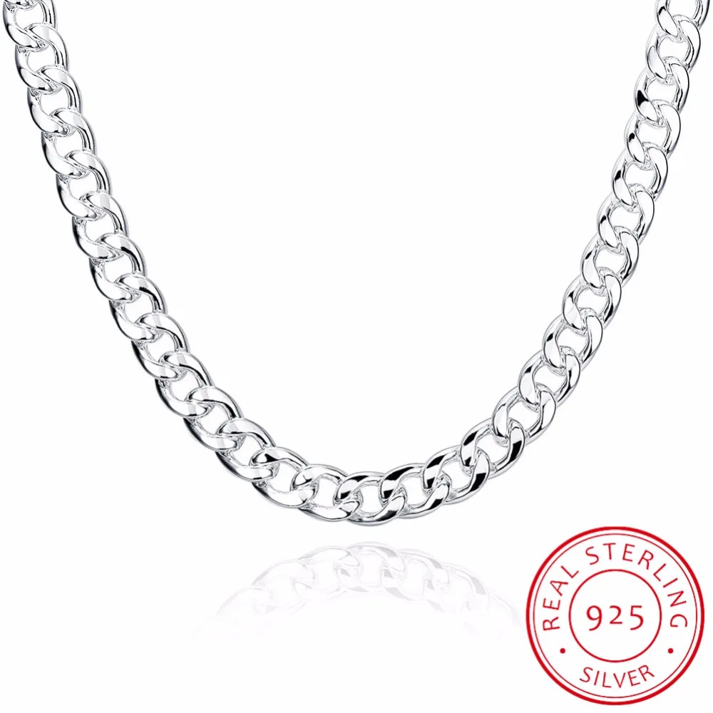 

LEKANI Men's Fine Jewelry 925 Sterling Silver Chains Necklace High Quality Male 925 Sterling-Silver-Jewelry 10mm 20 Inch 24 Inch