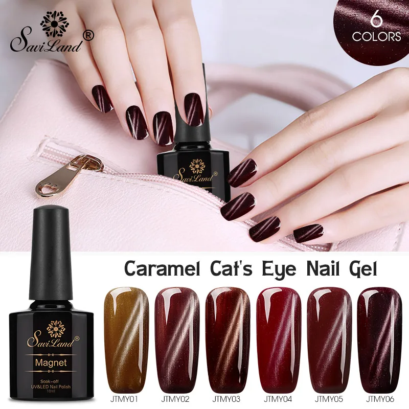 

Saviland DIY Nail Gel Polish 10ml Caramel Cat Eyes Long-lasting LED UV Lamp Base Top Coat Nail Art Lacquer Varnish