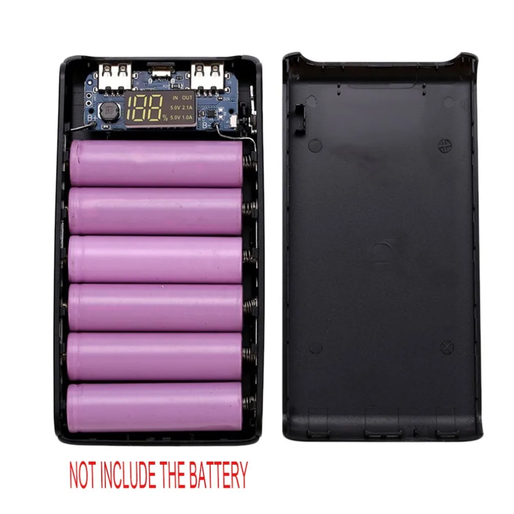 Только Чехол 5 в Dual USB 6*18650 power Bank блок питания зарядное устройство для мобильного