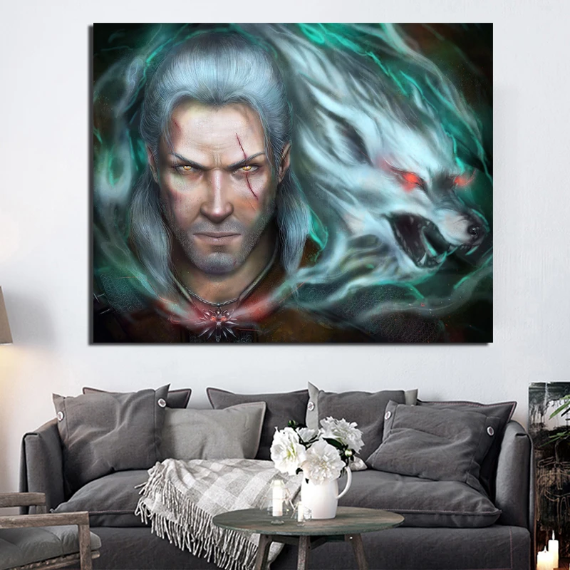 

The Witcher 3 Geralt Of Rivia Art HD Canvas Painting Poster Prints Marble Wall Art Painting Decorative Picture Modern Home Decor