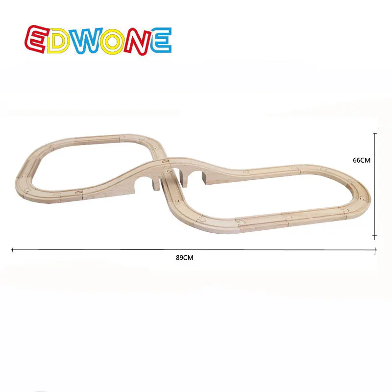 

EDWONE The Square 8-Form Railway Track Set Diecast Model Wooden Educational Slot 22Pcs In Bulk Assembling Kids Wood Pathway Toys