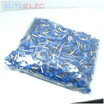 

TE2512 1000pcs Wire Ferrules End Sleeve Double Cord End Terminal Copper Insulated Crimp Splice Terminal connector for two wires