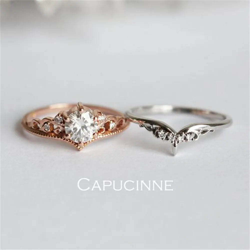 Luxury Wedding Ring Set Couple Love Stone Rings for Women Jewelry Ladies Accessories Ring Bague Femme Wholesale Anel O4N989