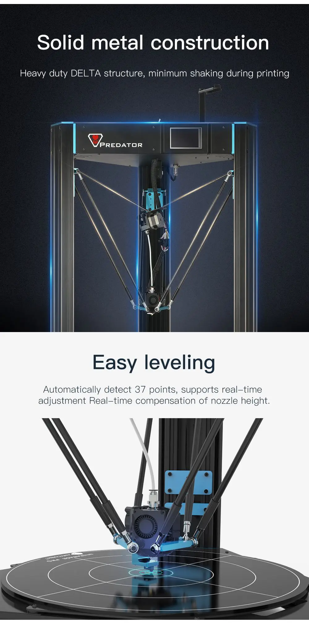 ANYCUBIC Predator 3d принтер impresora 3d крупнейший Delta шкив с автоматическим выравниванием большой 3D печати размера плюс Titan экструдер