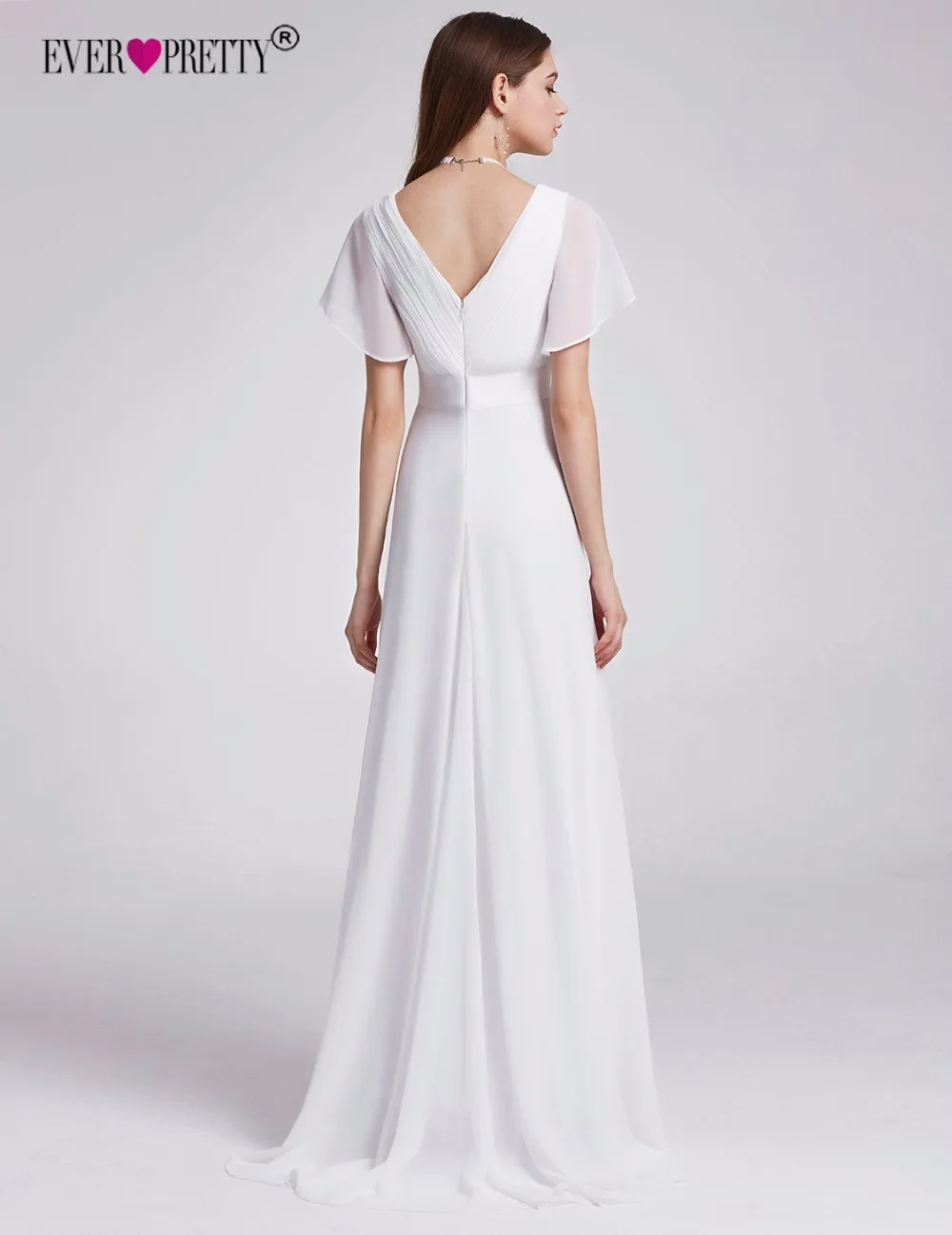 Размера плюс пляжное свадебное платье короткий рукав элегантное длинное шифоновое простое Mariage свадебное платье Ever Pretty Vestido De Noiva