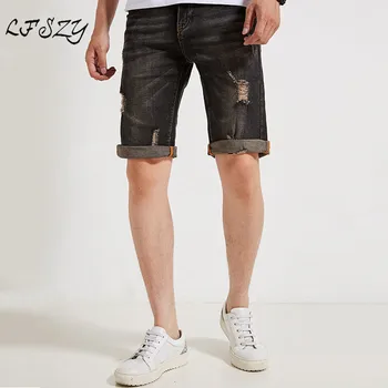 

Men's Denim Shorts 2020 New Korean version of the Hole Denim Five points Shorts Men's fashion Casual Straight Denim Shorts
