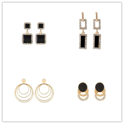 

Charm Geometric Statement Earrings Bridal Metal Square Round Earring For Women Gifts Fashion Jewelry