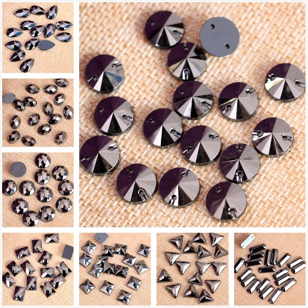 

100pcs Hematite стразы Sew On Rhinestones Teardrop Resin Sew On Rhinestone Round Flatback Sewing Rhinestones Beads Garment B3570