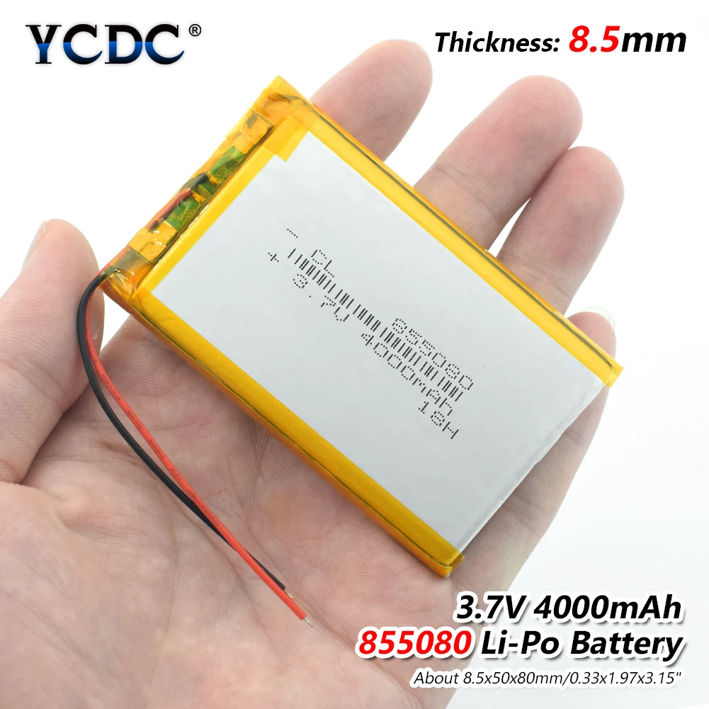 

3.7v li po li-ion batteries 3 7 v polymer Rechargeable battery 855080 4000mAh For MP4 MP5 Tablet GPS DVD PDA MID BT Speaker