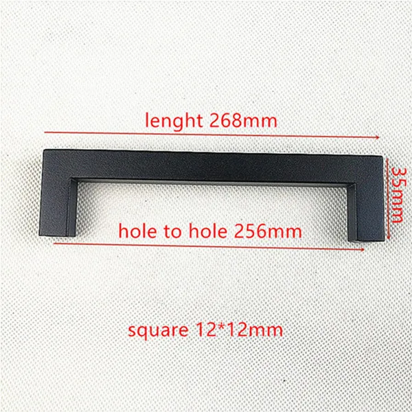 Диаметр 10 мм матовый черный 12 мм золотой цвет sqaure 12*12 мм черная дверца кухонного шкафа Ручка из нержавеющей стали "~ 24" - Цвет: 1212 256mm
