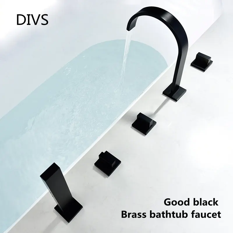 Luxury Deck Mounted Widespread Bathtub Faucet 3 Handles Bath Shower