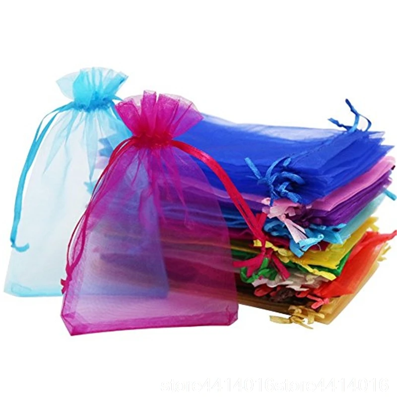 

50pcs Drawable Sieraden Verpakking Organza Zakjes7x9 9x12 10x15 11x16 13x18 15x20 17x23CM Bruiloft Sieraden Bag Gift & Zakjes 5w