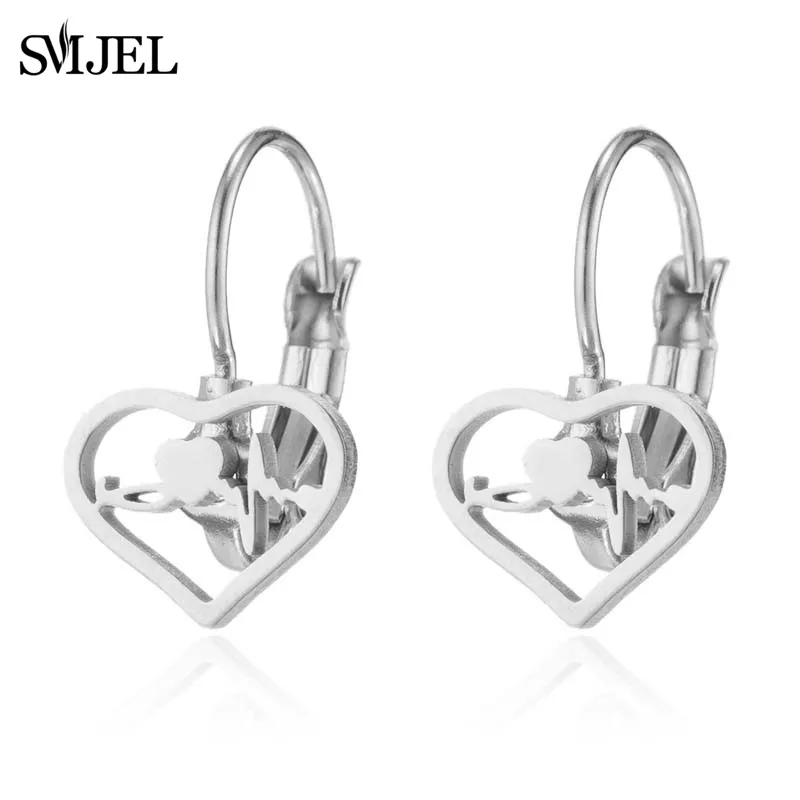 SMJEL Unique Heart Stethoscop Stud Earrings for Women Doctor Medical Jewelry Cardiology Earings Student Gift oorbellen goud
