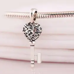 Рекламная 925 стерлингового серебра Шарм Белый и розовое золото ключ Оригинальный кулон подходит для женщин цепочка-змея универсального