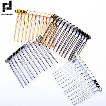 

BASEHOME 10pcs/lot New Fashion Gold/Silver Color Hairpin Wedding Hair Accessories Metal Bridal Hair Combs DIY Jewelry Findings