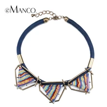 Collar geométrico triángulo pintado resina gargantilla collares nuevo 2016 cuerda collar corto retro de la vendimia mujeres eManco