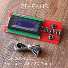 1Pcs Anet A8 2004 LCD Smart Display Screen Controller Module with Cable for RAMPS 1.4 Mega Pololu Shield Reprap 3D Printer
