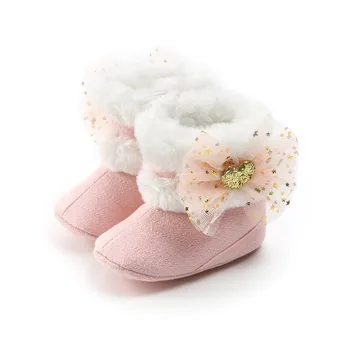 

Pink Toddler Shoes Winter Warm Plush Baby Girls Boots Soft Infant Footwear Cute Flower Newborn Baby Booties Shoes Bebe.CX198B