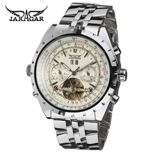 JARAGAR Fashion Big Dial Auto Date Stainless Steel Band Chronograph Men Automatic Mechanical Tourbillon Watch jaragar tourbillon men s watches classic dial day date functional automatic wristwatch men mechanical watch dress clock