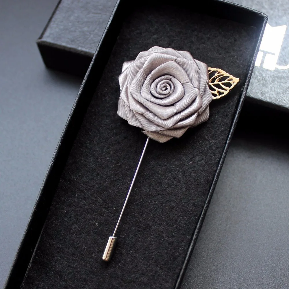 High Quality 20 Colors Lapel Flower Mental Leaf Handmade Boutonniere