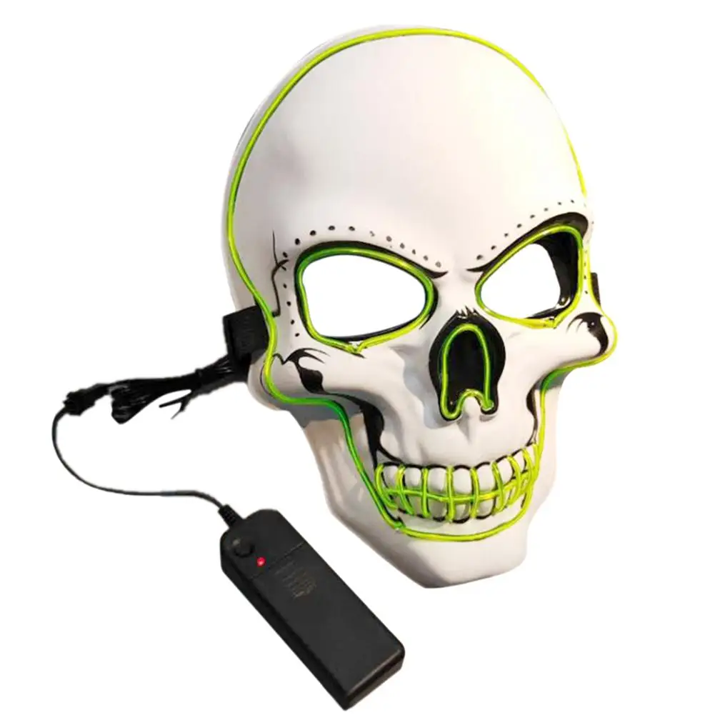 

EL Glowing Mask Horror Ghost Head Luminous Fluorescent Mask For Party Cosplay Performances Halloween Parties