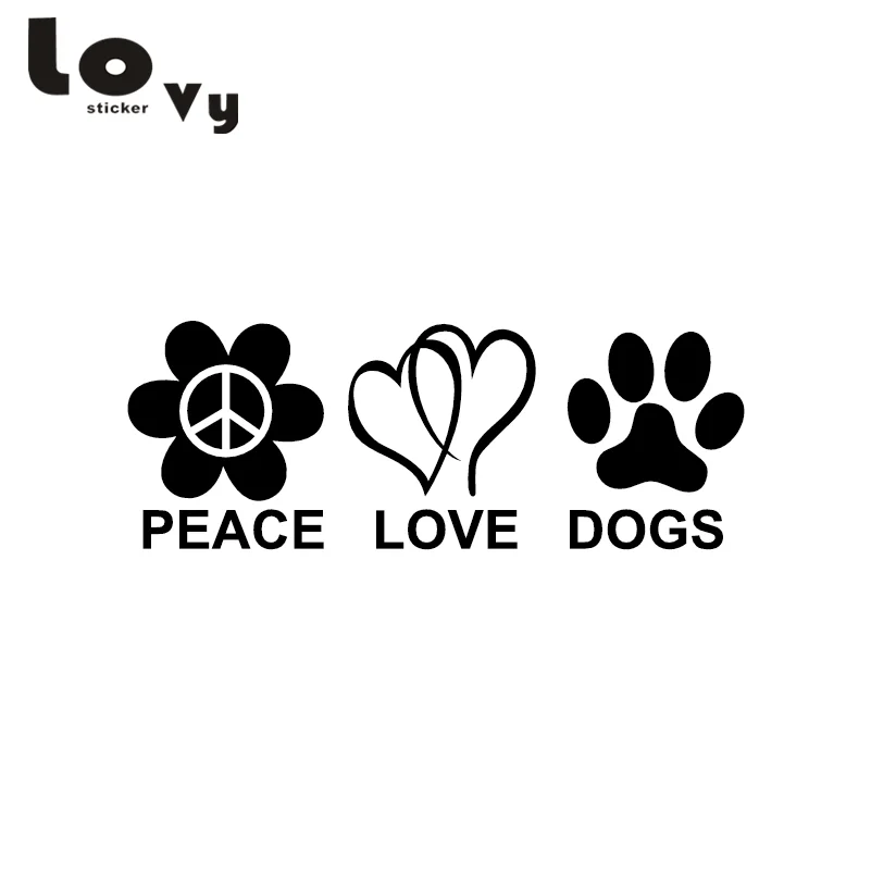 Peace Love Dogs Viny Wall Sticker Creative Cartoon Animal Vinyl Decal for Bedroom Home Decor | Дом и сад