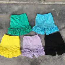 Эксклюзивные детские шорты с оборками; модные однотонные шорты с оборками для девочек