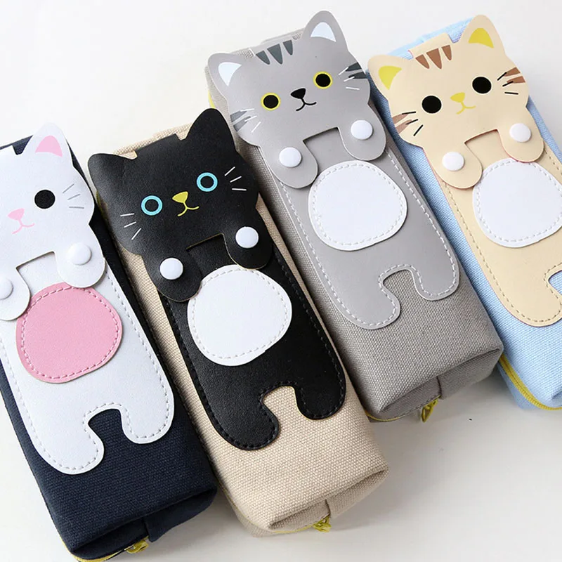 

Kawaii Cartoon Cat pencil cas Canvas school pen case fabric pencil bag etui a crayons cuir pencil pouch stifte tasche scho 4948