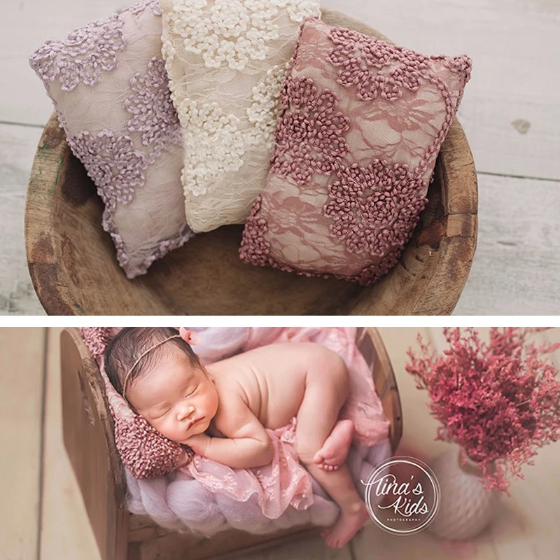Bébé nouveau-né photographie dentelle oreiller panier remplisseur carré posant accessoires nouveau-né Bebe posant infantile Studio Photo Shoot accessoires