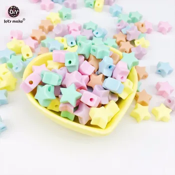 

Let's Make 100pcs Silicone Teether Candy Color Heart Diy Teething Nceklace Jewelry Accessories Star Bracelet Made Baby Teether