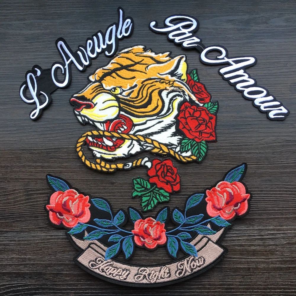 

1Set High Quality Fashion Cool Big Embroidered Iron on Applique Patches,Tiger Flower Letters Skull Cat Bunny Snake Patch LSHB654
