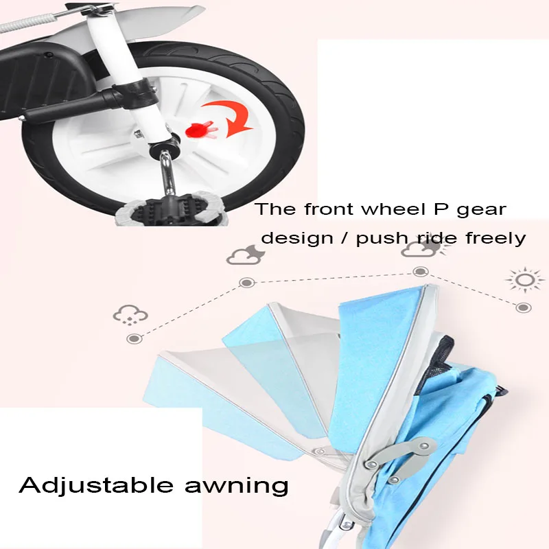 Мульти-оборудование для утилизации надувные однотонные колеса из ПУ один автомобиль одна кнопка складной детский трехколесный тележка для мальчиков и девочек