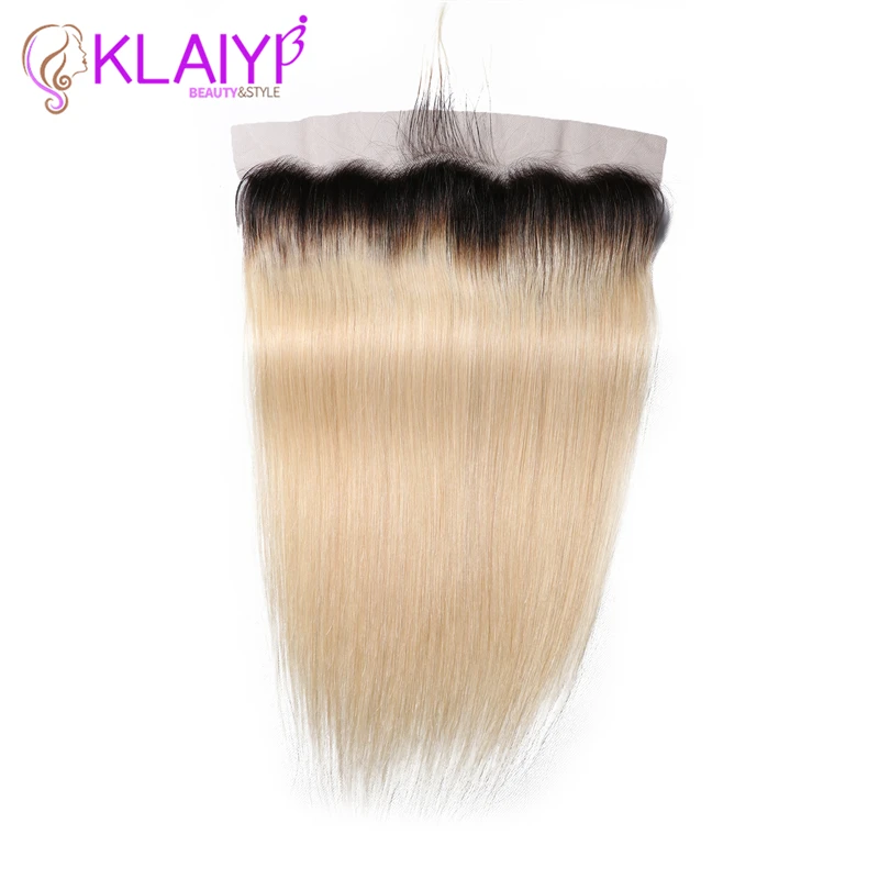 

Klaiyi Hair 13x4 Lace Frontal Closure Brazilian Straight Frontal Remy Human Hair T1B/613 Ear To Ear Frontal Closure Free Part