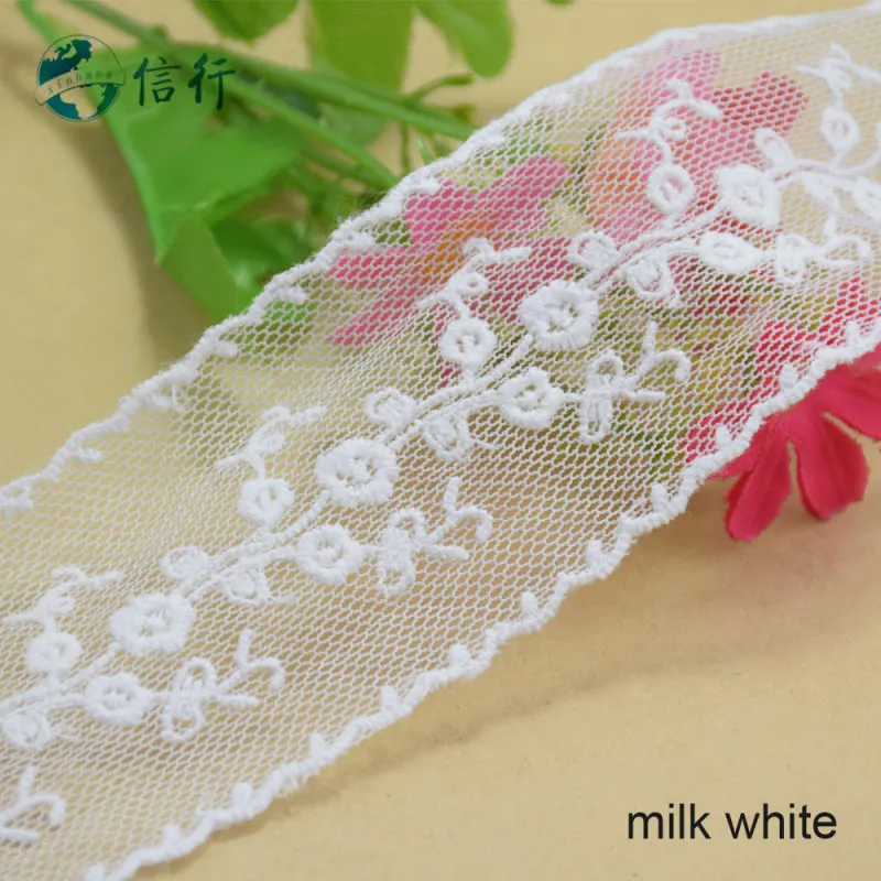 5,5 см Ширина хлопок вышивка кружева шитье гипюровые ленты планки или Ткань основы Вязание DIY аксессуары для одежды#3590 - Цвет: Milk White